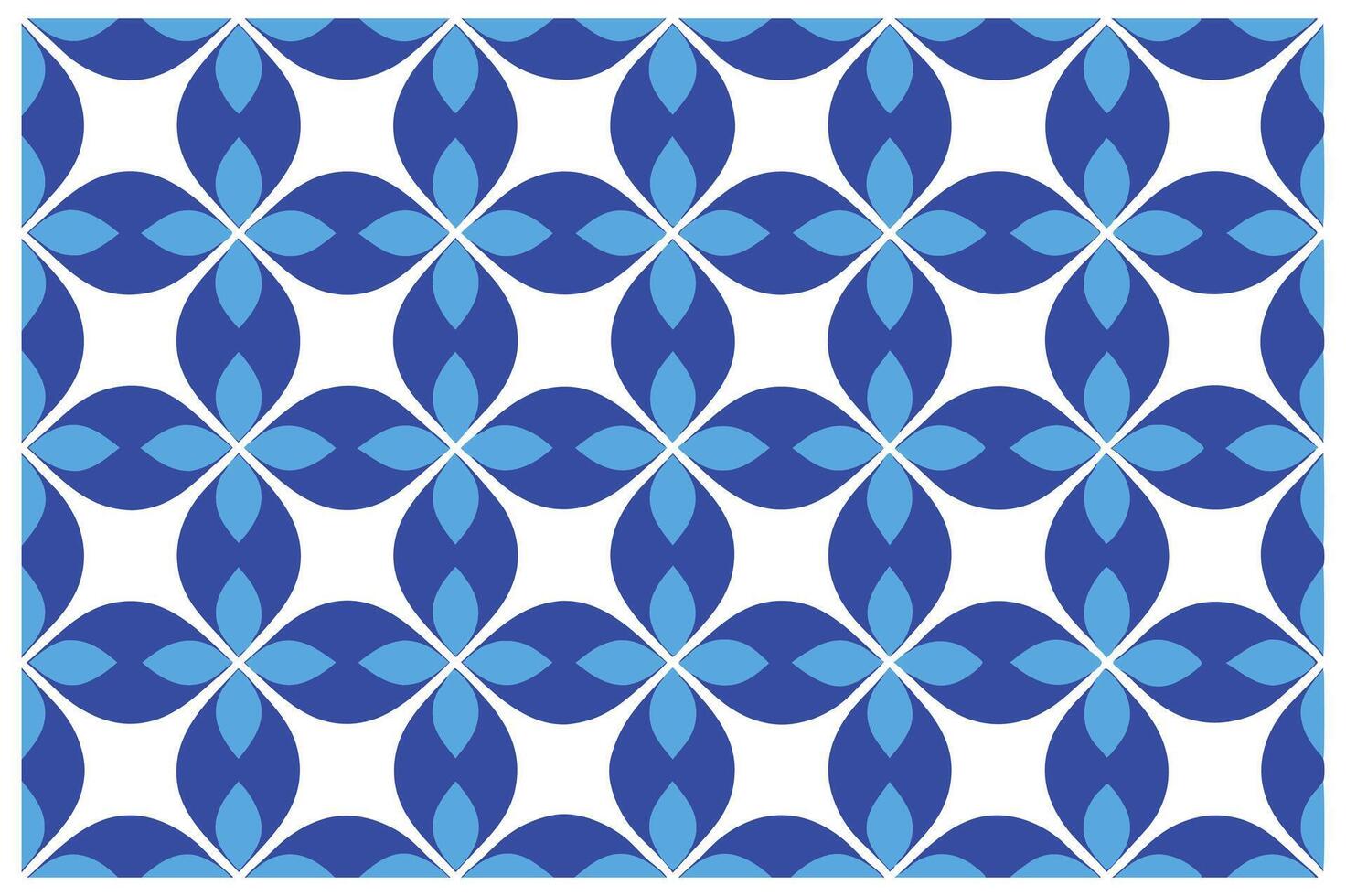 Seamless Blue Four-Petal Flower Geometric Pattern vector