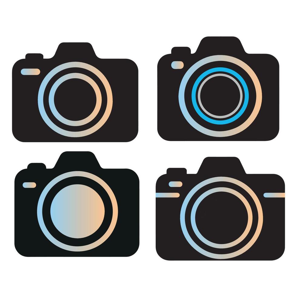 Monochrome Camera Icon Set vector