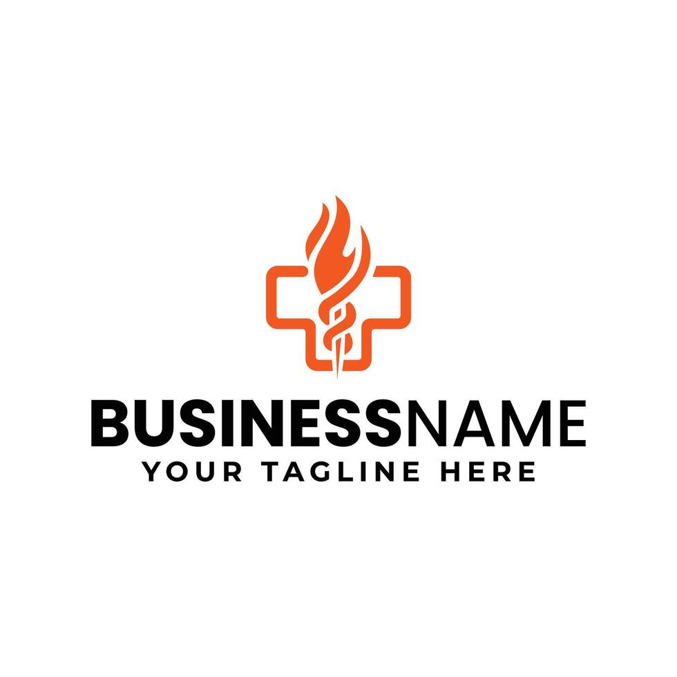 Medical flame wellness logo design vector