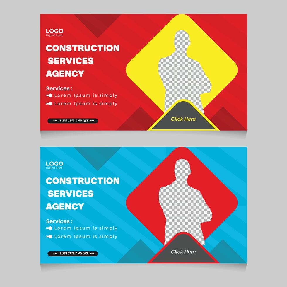 Construction thumbnail post or banner design template for your company vector