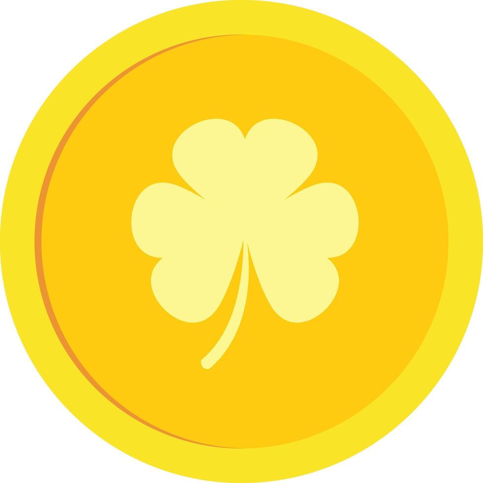 Gold coin with clover image. vector