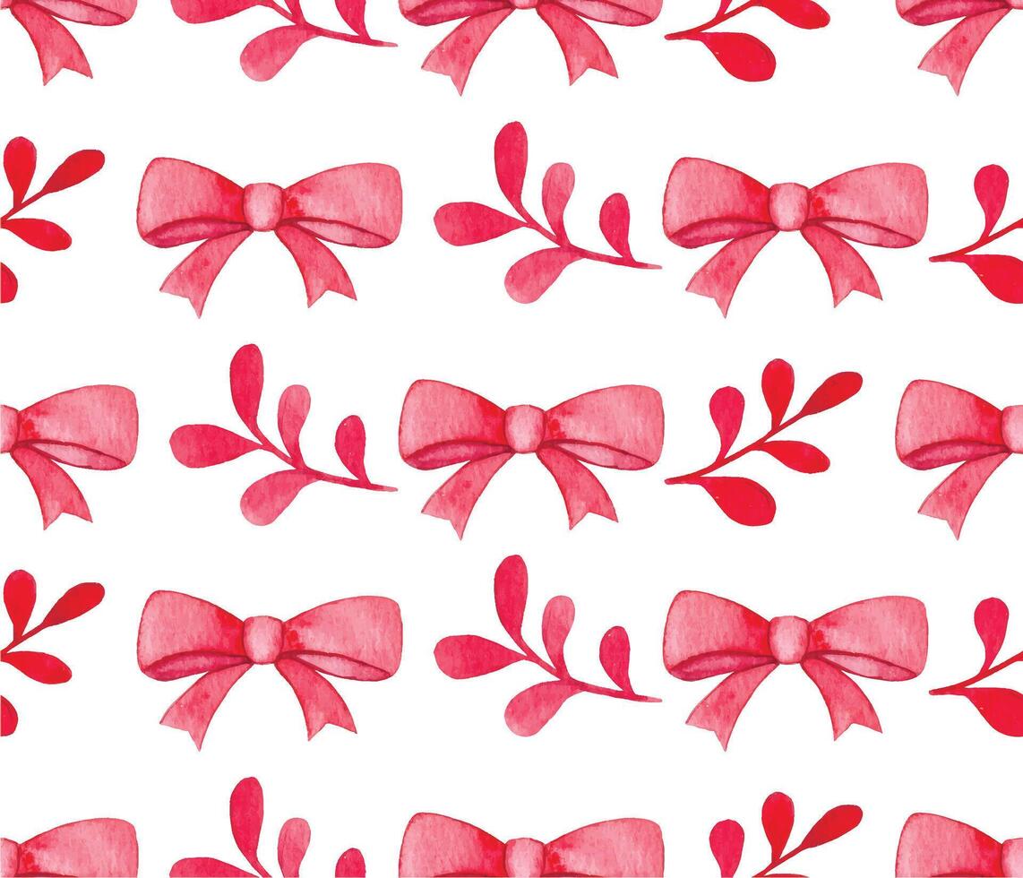 cute seamless pattern with pink bows and ribbons. watercolor print. vector