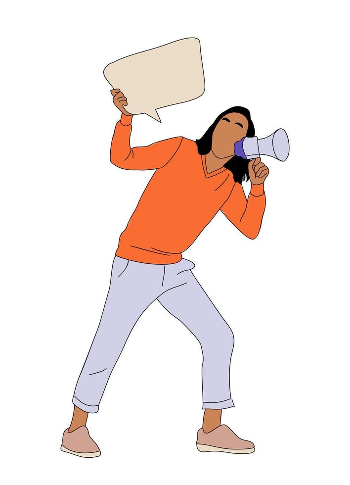 A cartoon woman holding a megaphone vector