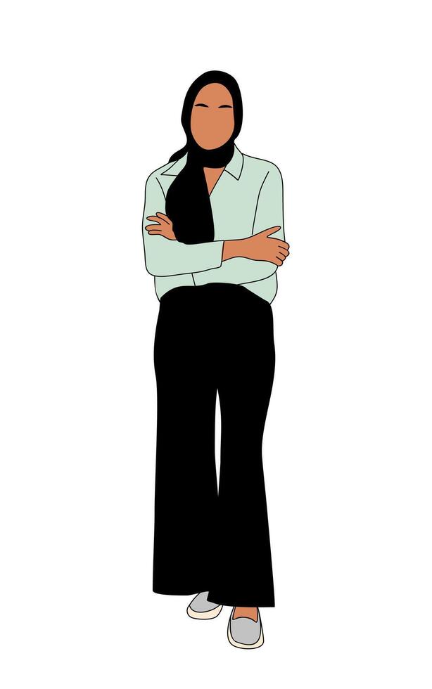 A cartoon woman wearing a hijab vector