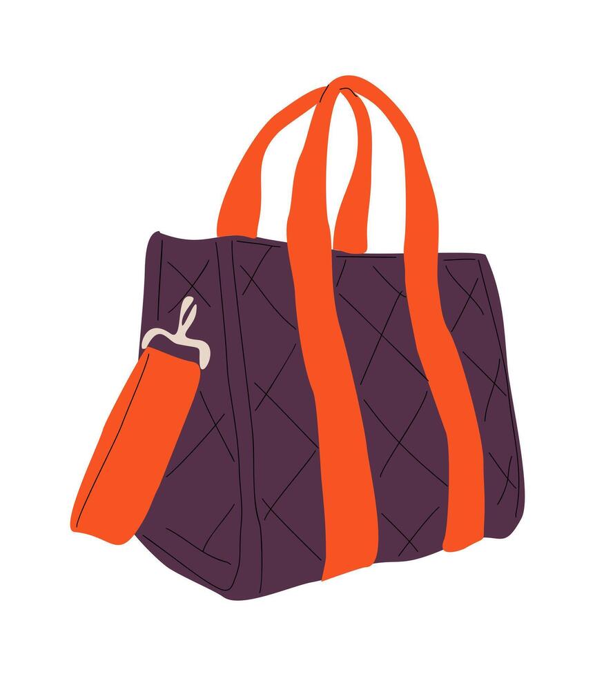 A purple and orange bag with handles vector