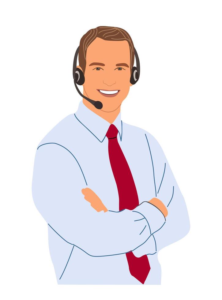 A cartoon man wearing a headset and tie vector