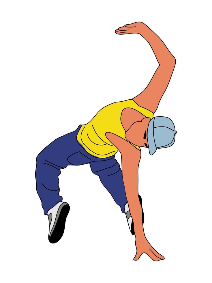 A cartoon man doing a break dance vector