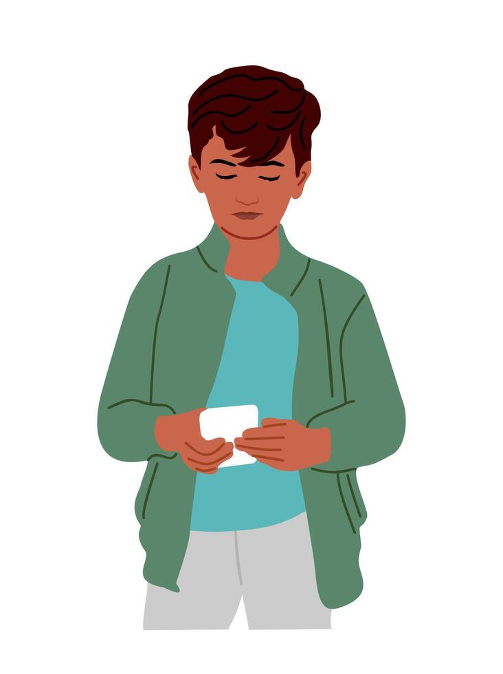 A boy holding a piece of paper vector