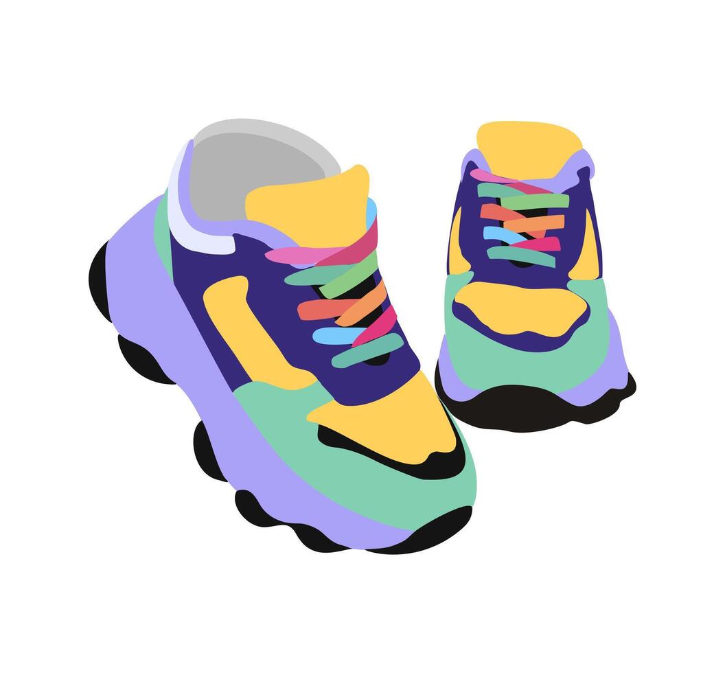 Colorful sneakers on white background vector