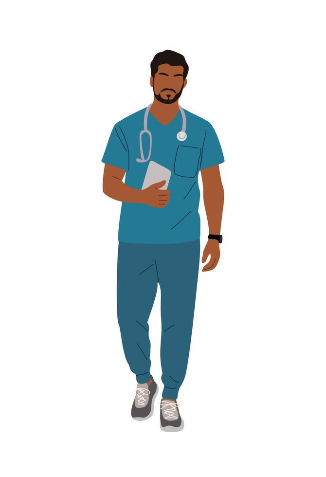 An illustration of a male doctor vector