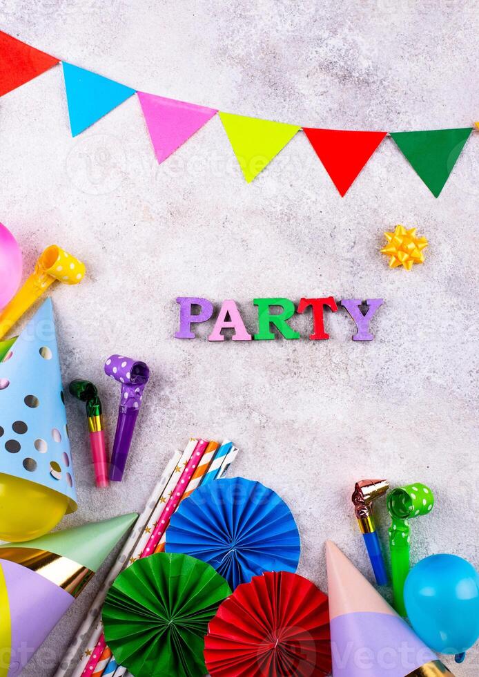 Birthday party celebration concept with papaer hat photo