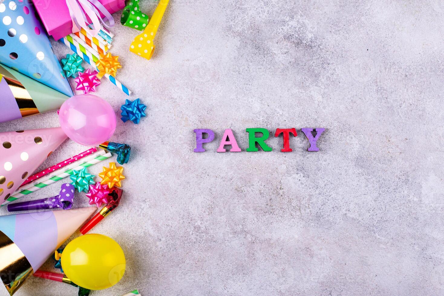 Birthday party celebration concept with papaer hat photo