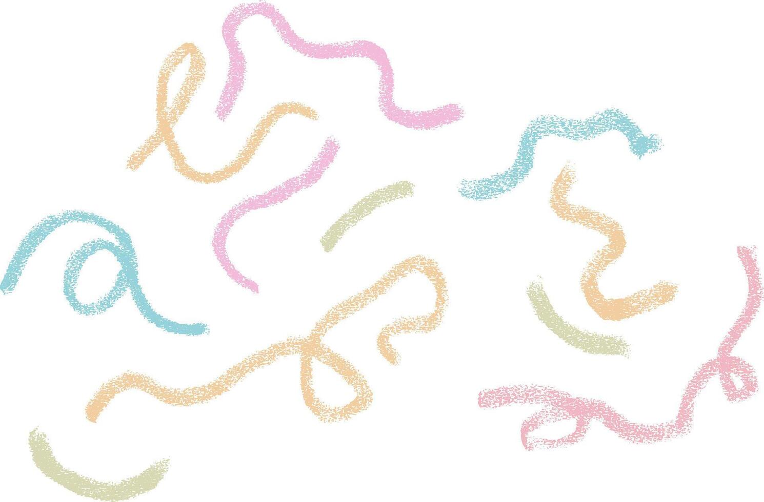 Colorful paint shapes brush strokes set. Hand drawn cuved lines with wavy isolated on white vector