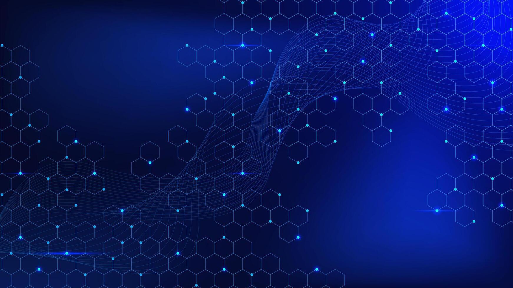 Abstract hexagonal pattern with wave flow. Geometric design for medical, science and technology vector