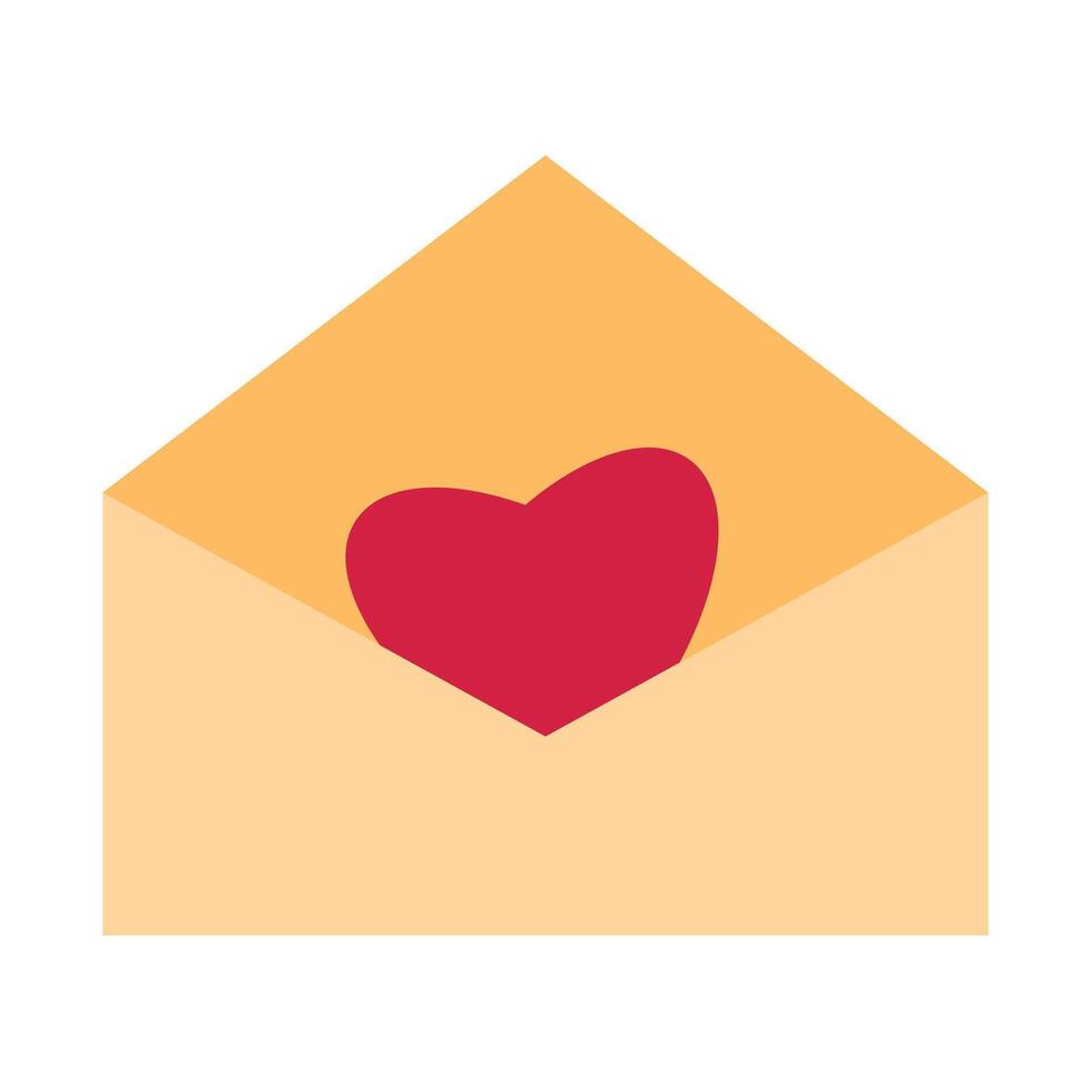Envelope with a heart inside. Mail, love letter or stationery theme. Valentines Day element in flat style isolated on white background vector