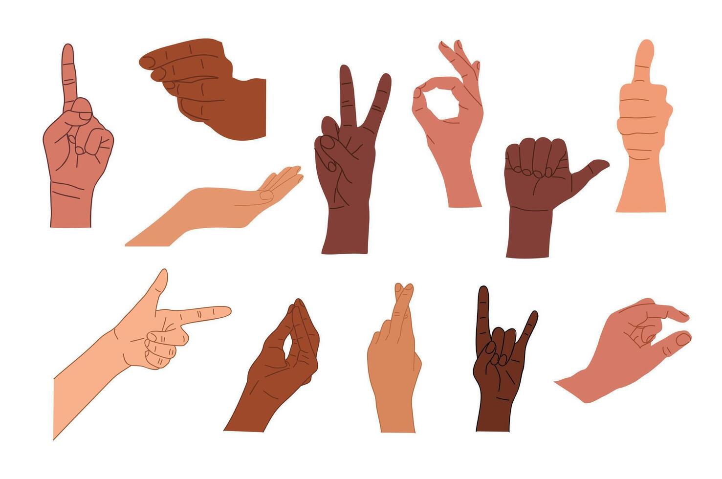 Various hands pointing up and down on a white background vector