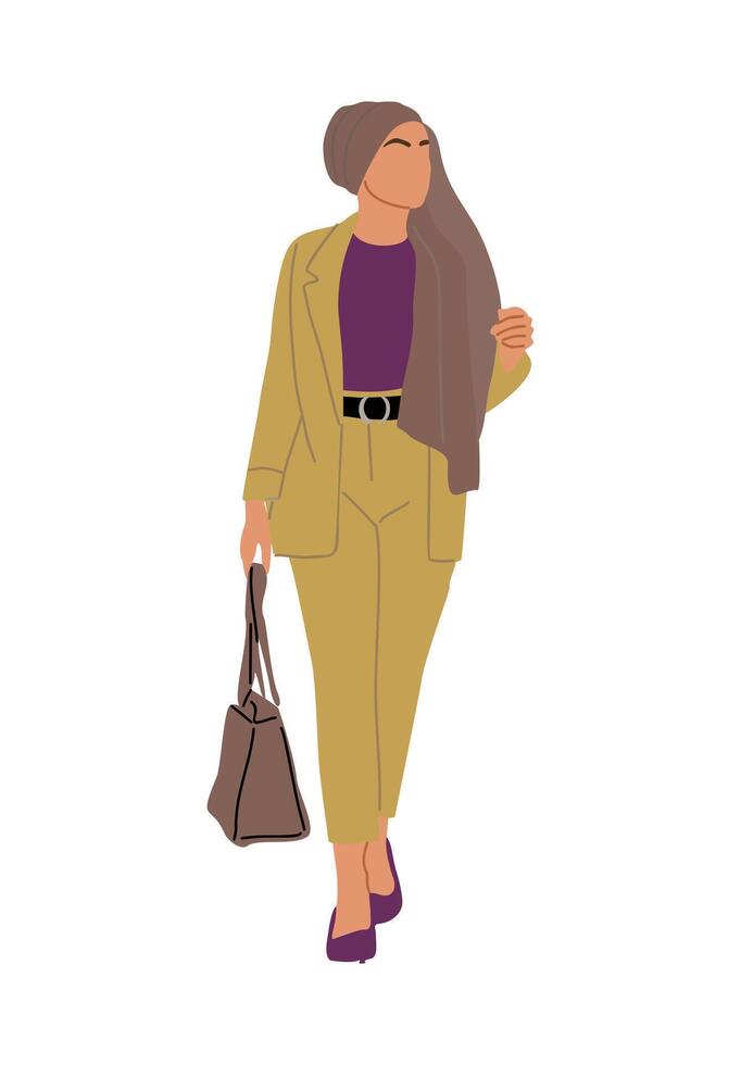 An illustration of a woman in a suit and scarf vector