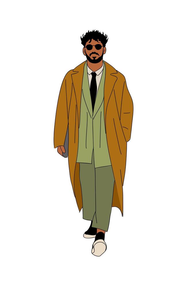 A cartoon man in a coat and tie vector
