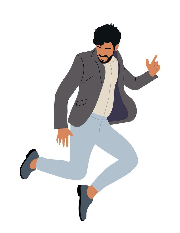 A man in a suit is running in the air vector