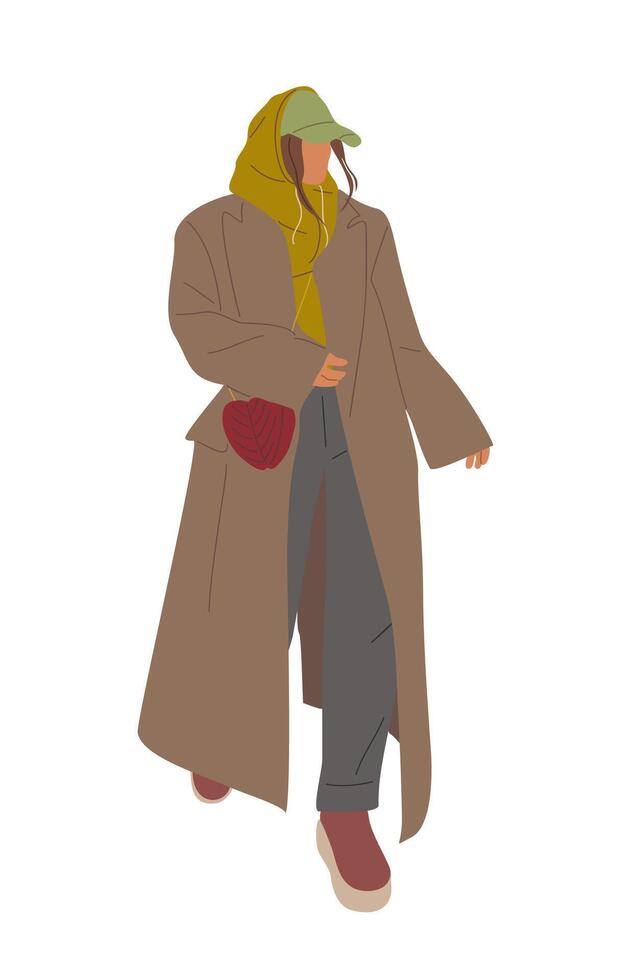 A cartoon illustration of a woman in a coat vector