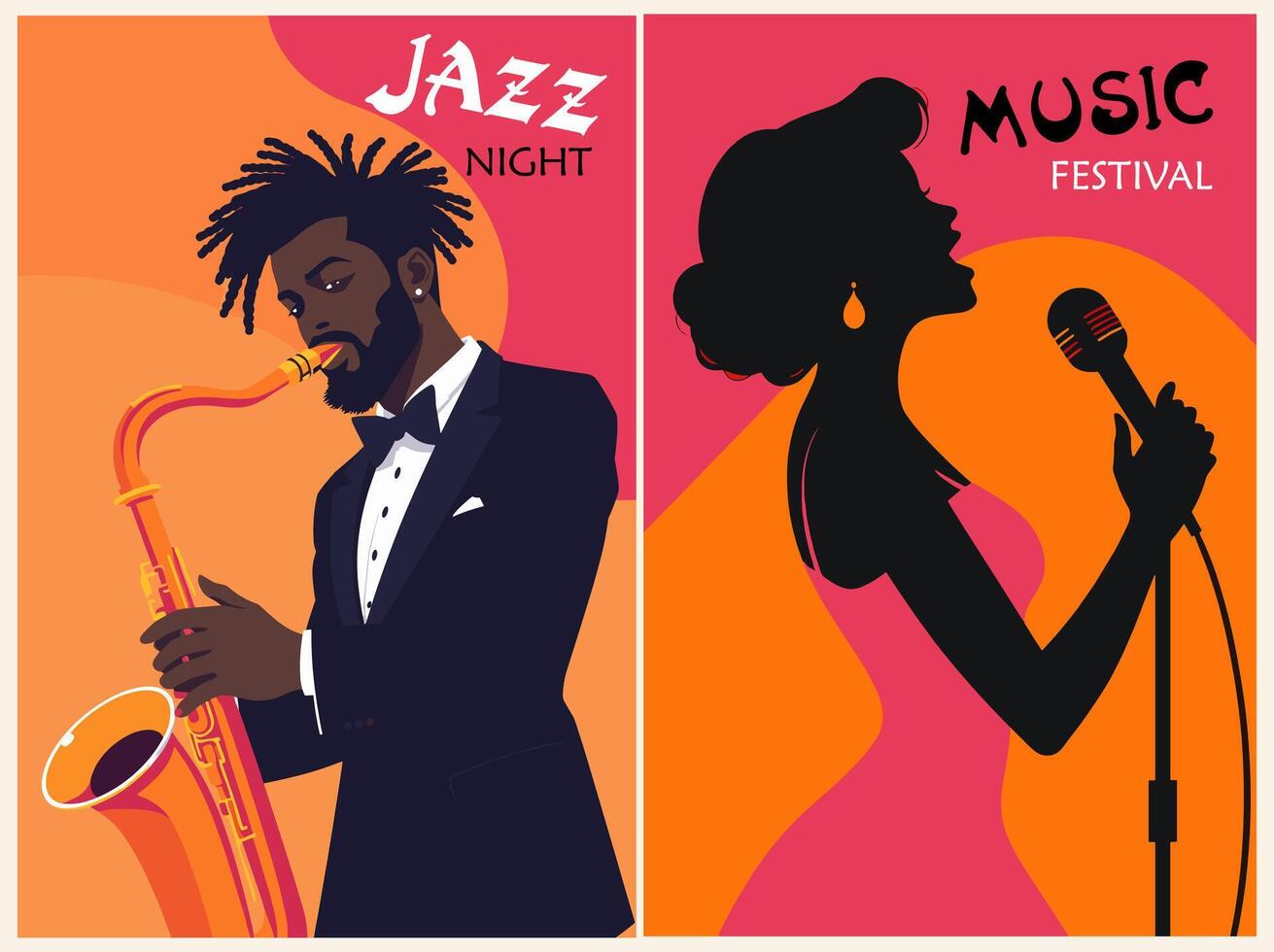 Jazz night and music festival poster illustration vector