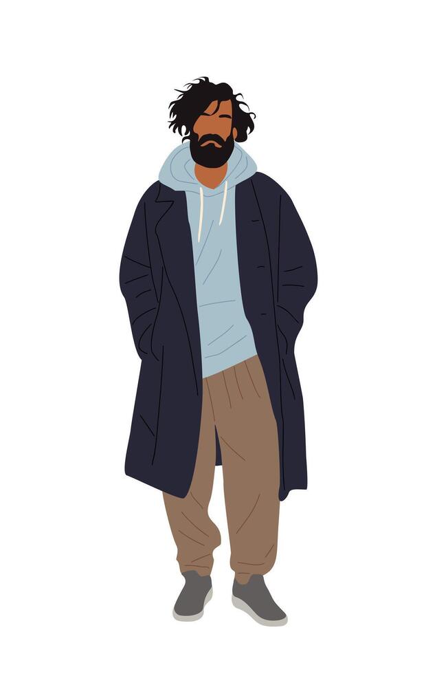 A cartoon man with a beard and a coat vector