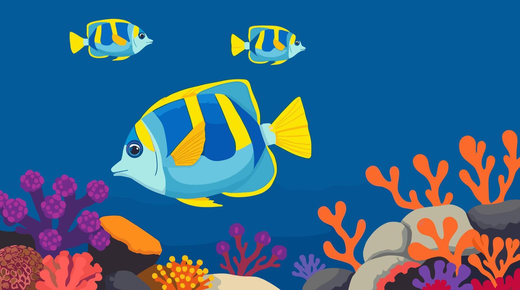 Underwater fish illustration vector