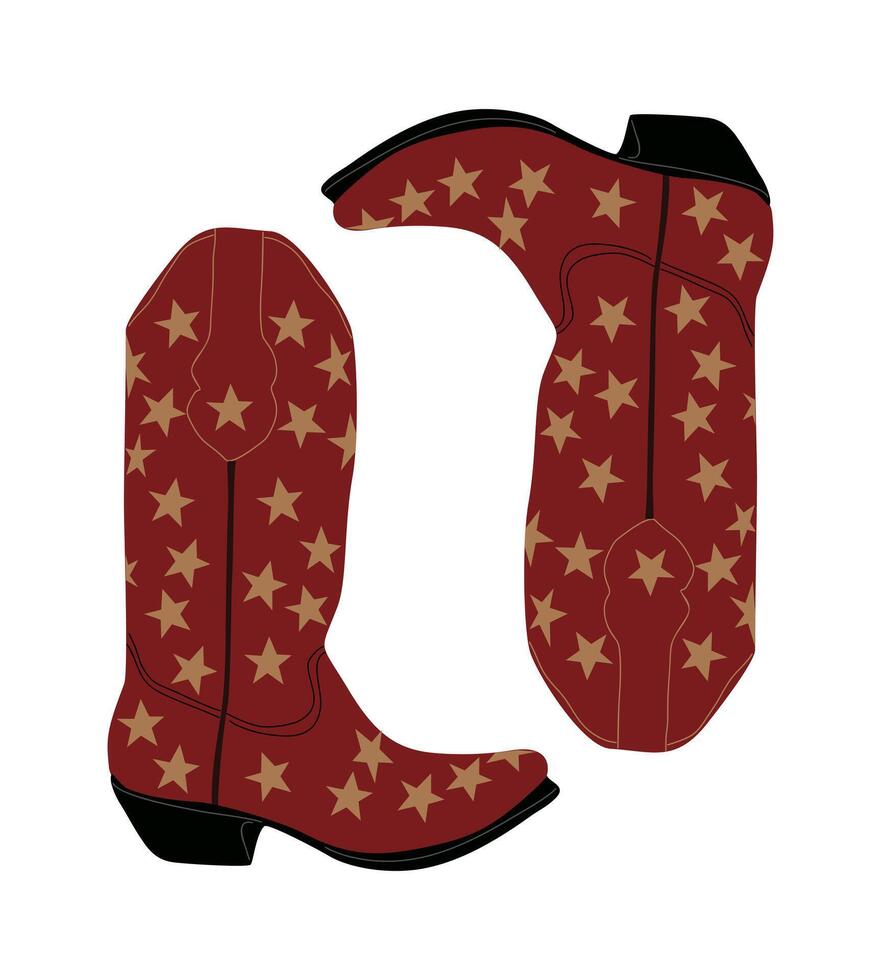 Two cowboy boots with stars on them vector