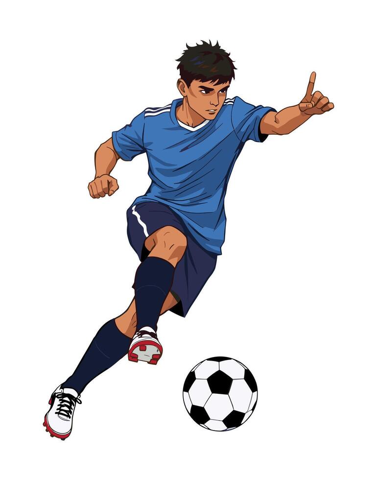Soccer player kicking the ball vector