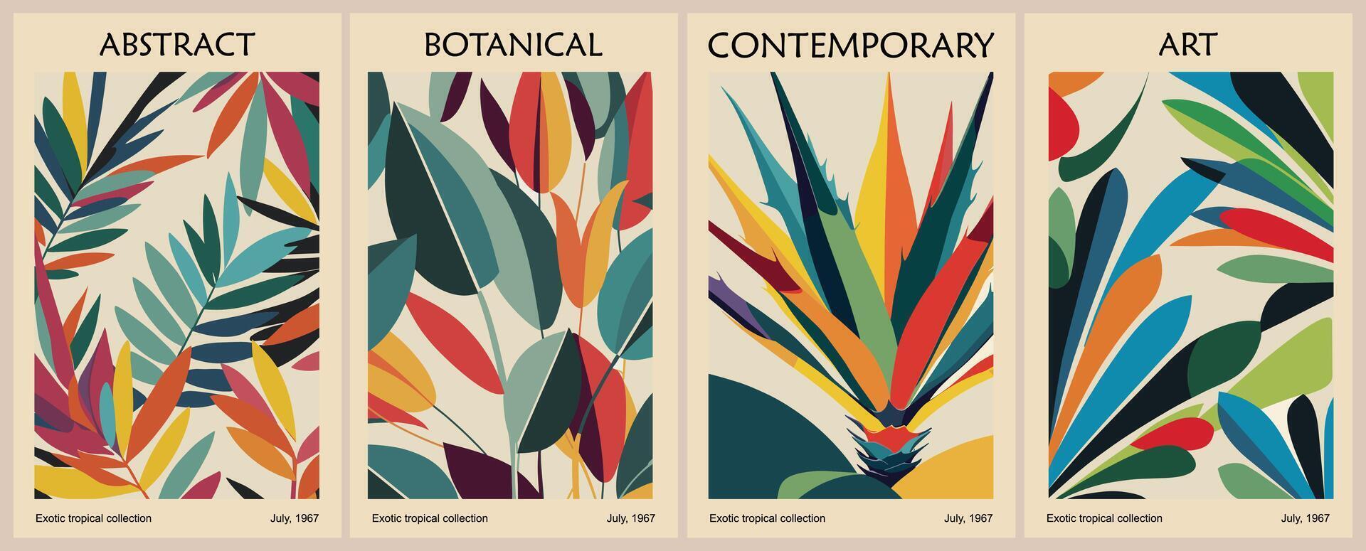 A set of four bookmarks with colorful leaves vector