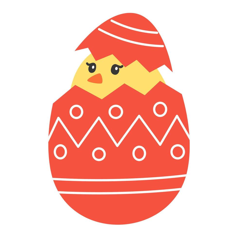 Tiny Yellow Chick Hatching from Easter Egg vector
