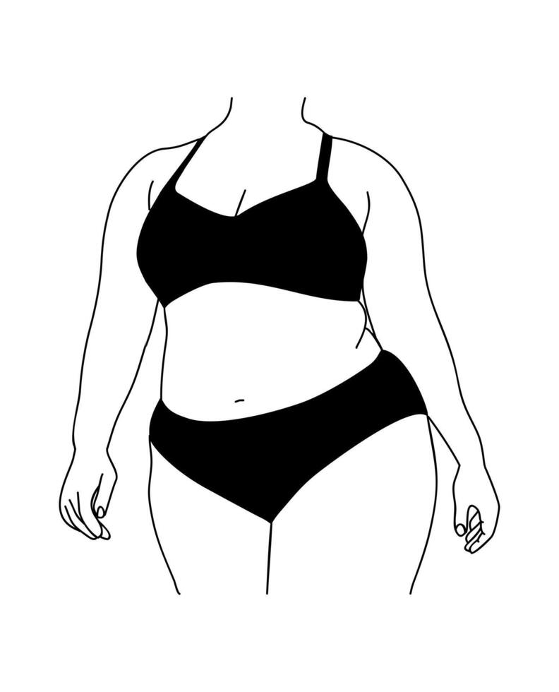 A black and white drawing of a woman in a bikini vector