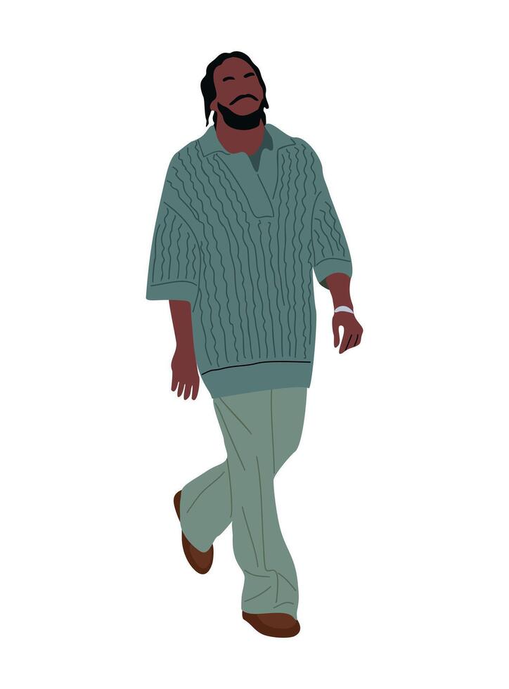 A cartoon man walking with his hands in his pockets vector