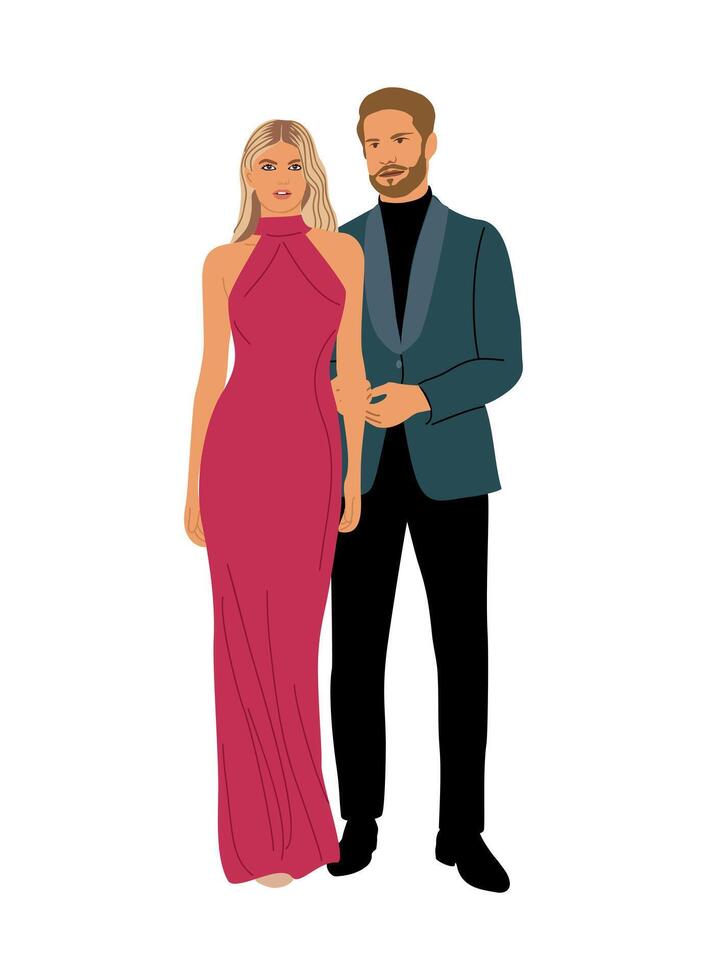 A man and woman in formal attire standing next to each other vector