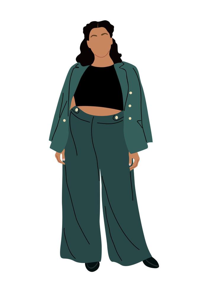 A cartoon illustration of a woman in green pants vector