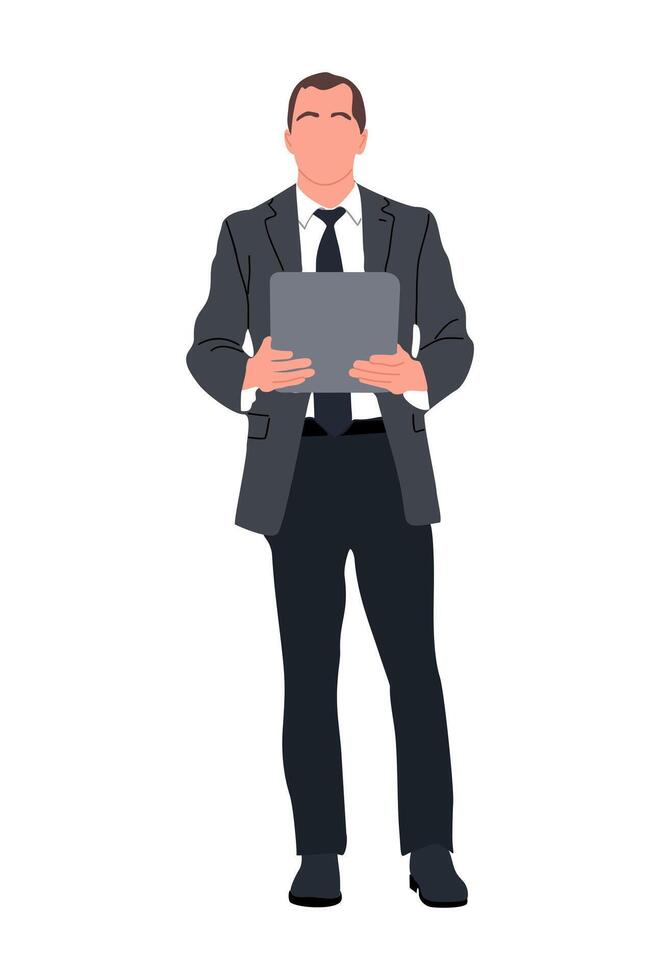 Businessman holding a tablet computer illustration vector