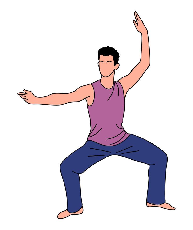 A man is doing a yoga pose vector