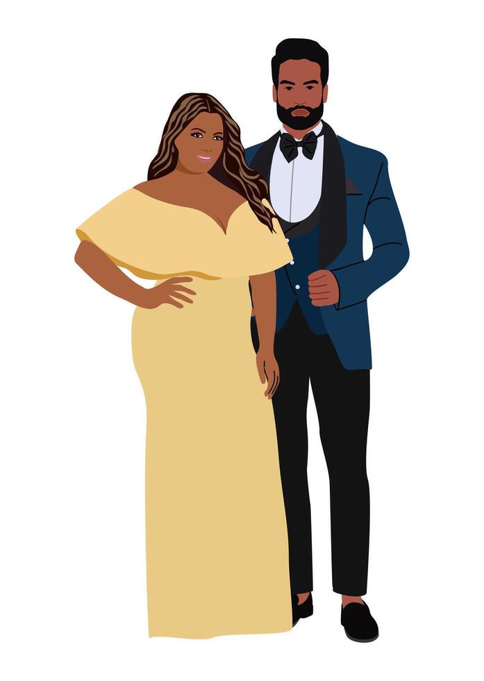 An illustration of a man and woman in formal attire vector