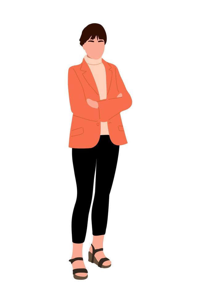 A woman in a suit and black pants vector