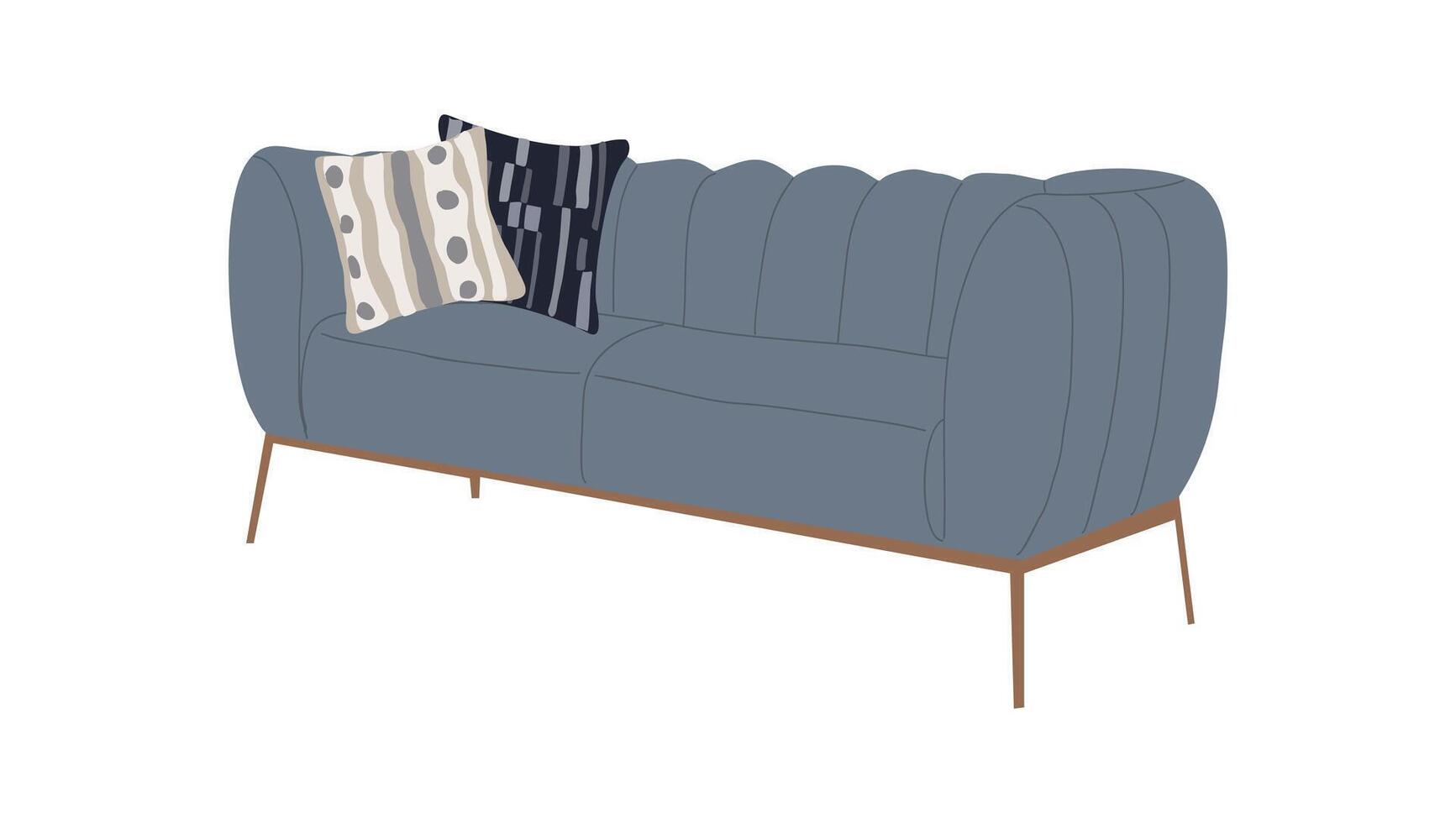 A blue couch with pillows and a blue pillow vector