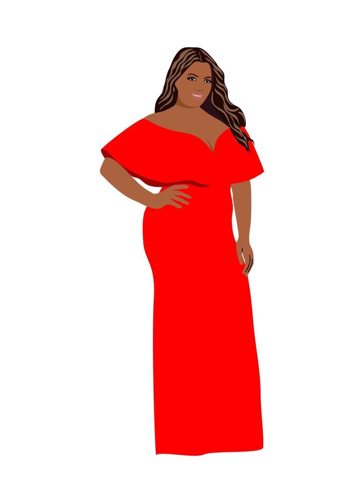 A cartoon woman in a red dress vector