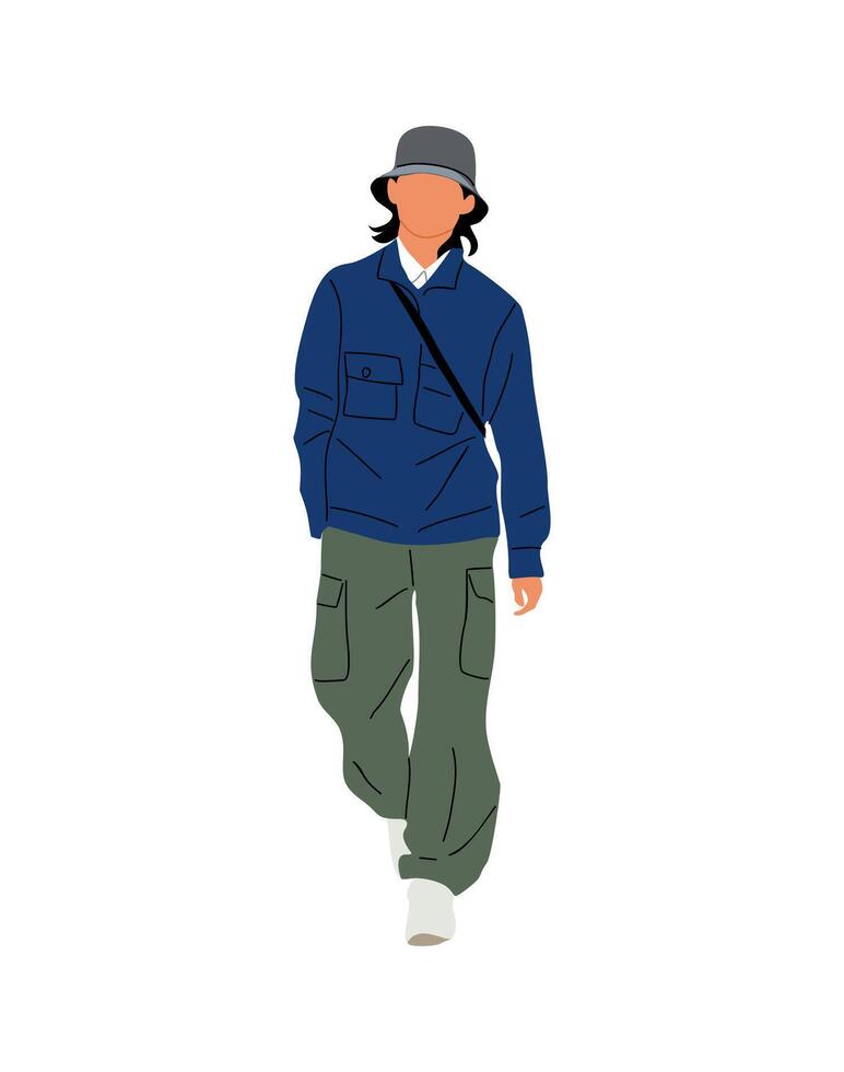 A man in a blue jacket and pants vector