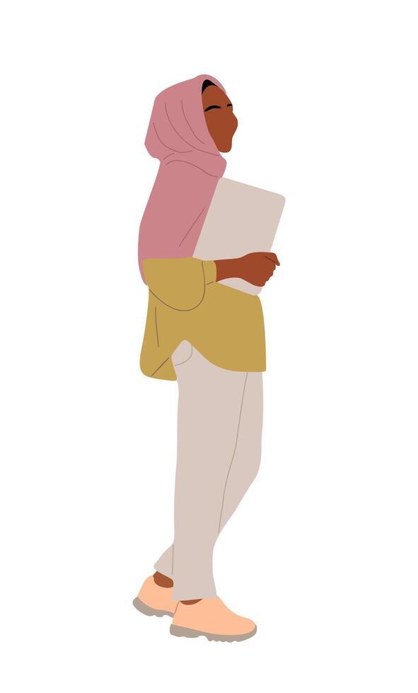 An illustration of a woman with a book vector