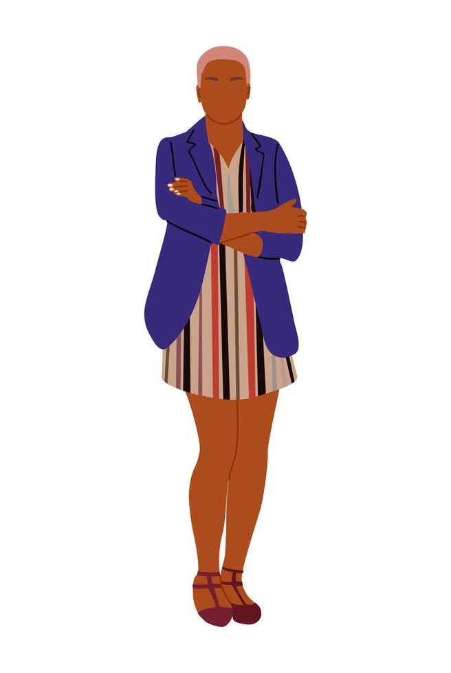 An illustration of a woman in a dress and jacket vector