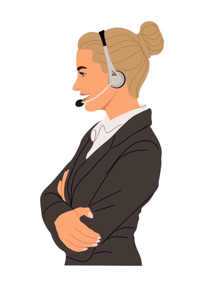 Call center operator with headset illustration vector