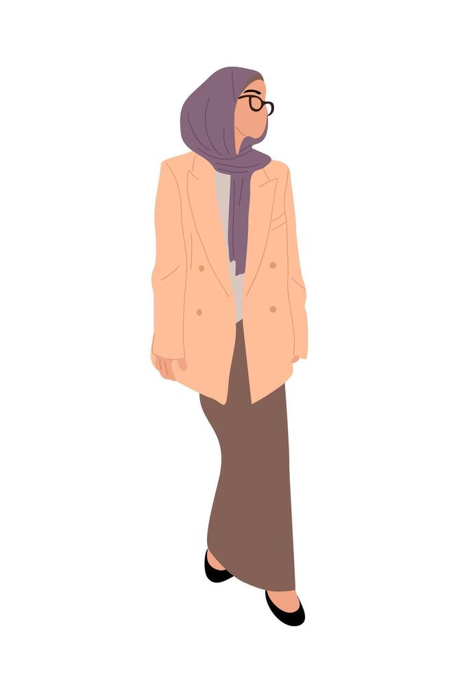 An illustration of a woman wearing a hijab vector