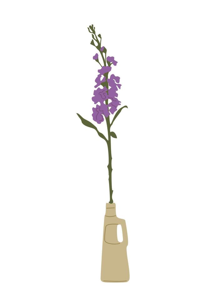 A purple flower is in a vase on a white background vector