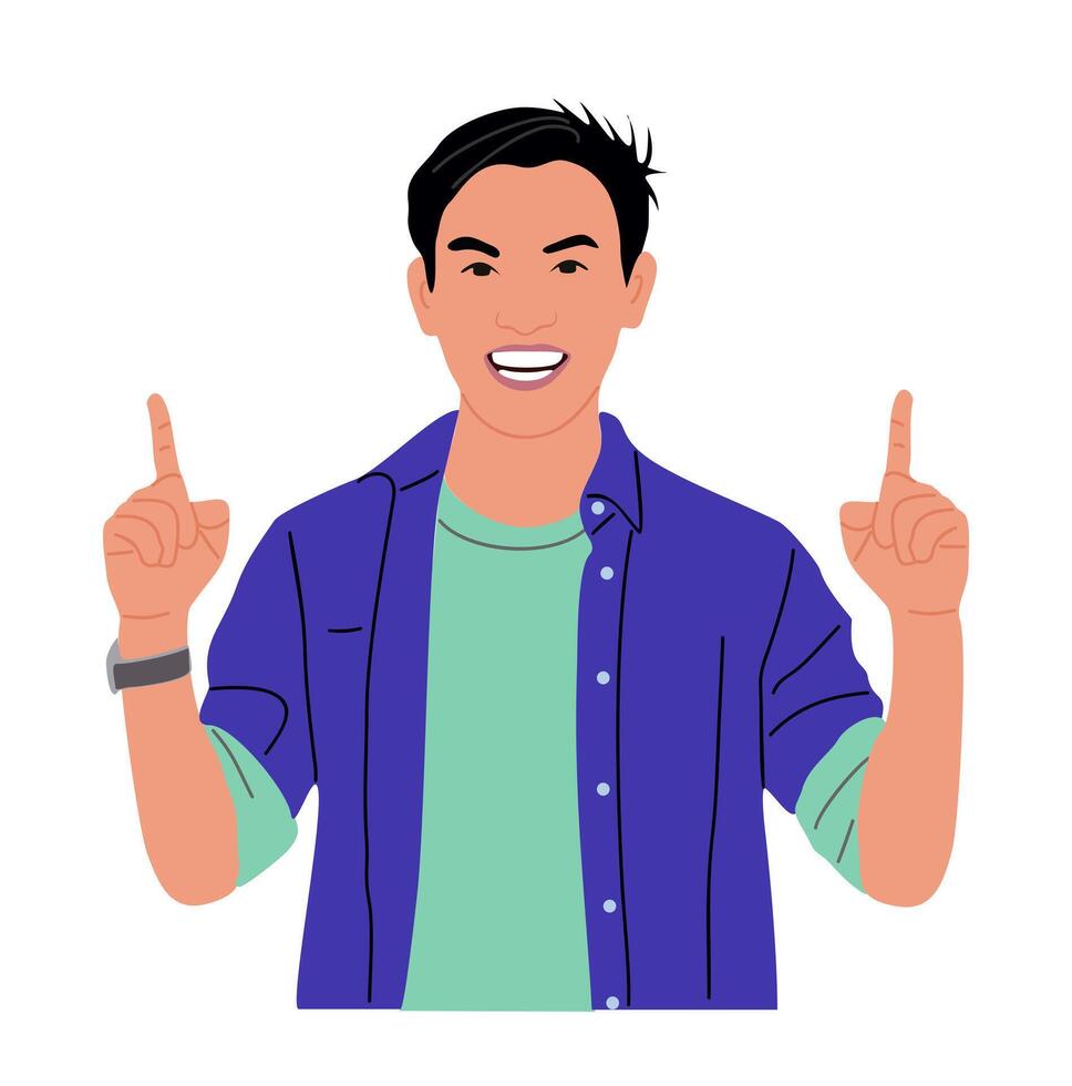 A man with two fingers up and pointing vector