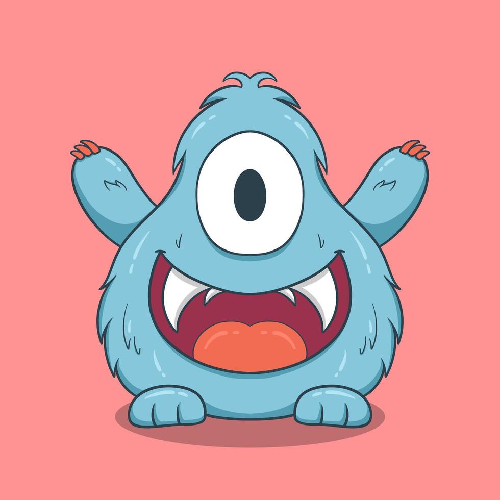 Playful monster with huge eyes, a toothy grin, and a welcoming smile. vector