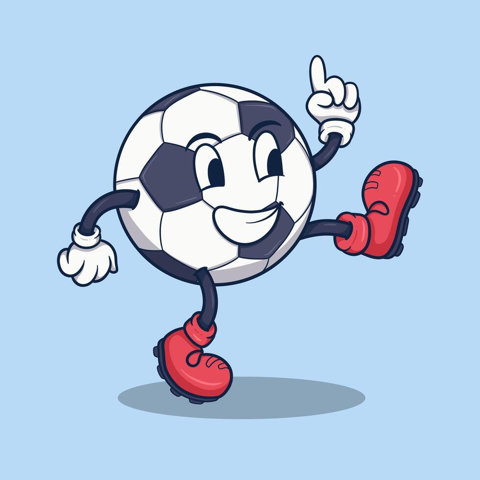 Cheerful Soccer Ball Character in Cartoon Style vector